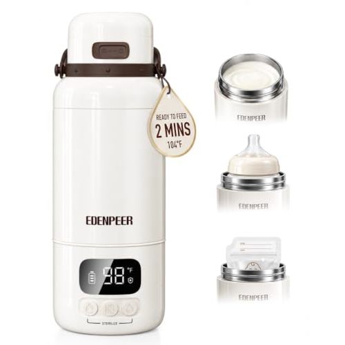 Portable Bottle Warmer, Dual Mode AC/DC Travel Bottle Warmer for Breastmilk, Formula & Water, 120W Fast Heating, 17oz Portable Milk Warmer Precise Temp Control for Home Travel Car