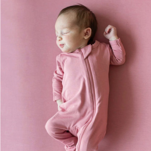 Zippered Footie in Apple Blossom