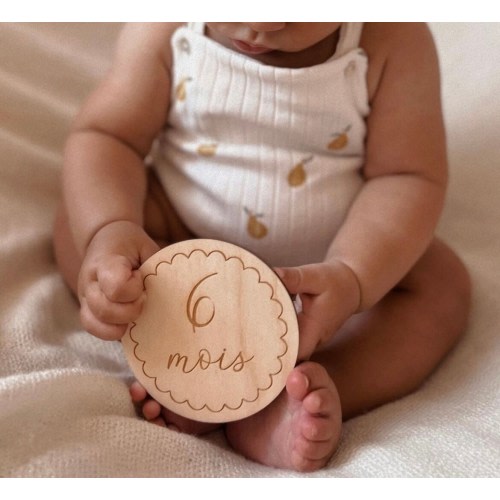 Cartes étapes bébé en bois rondes de 1 à 12 mois - souvenir bébé - cadeau de naissance original - souvenir unique première année