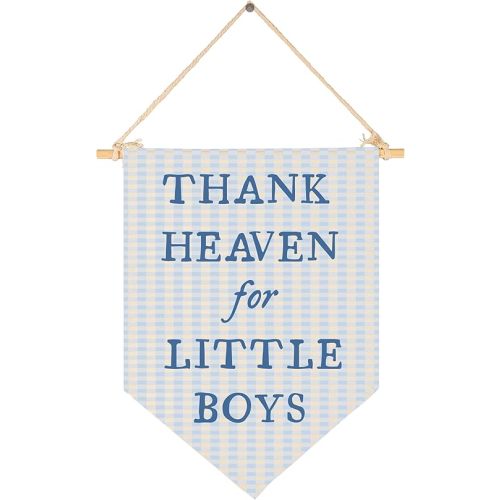 Nursery Playroom Reading Room Bedroom Wall Decor Gifts for Boy Kids-Baby,Shower Christmas Gift-Canvas Banner Pennant Prints Poster Flag Sign Wall Art-Thank Heaven for Little Boys