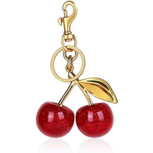 OVRUNS Cherry Bag Charm Cute Cherry Accessories Sparkling Purse Charms for Women