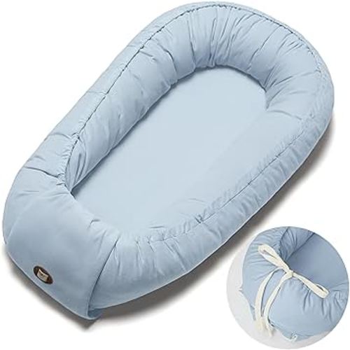 Baby Lounger Pillow, Adjustable Baby Lounger for Newborn 0-24 Months, Breathable & Soft Infant Lounger, Tummy Time Baby Lounger for Home and Travel, Baby Girls & Boys Babies Stuff, Blue