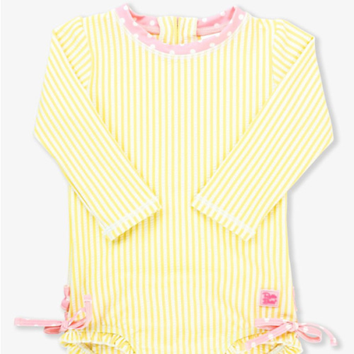 Seersucker Long Sleeve Rash Guard One Piece | RuffleButts & RuggedButts