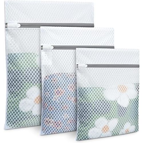 BAGAIL Laundry Bags Mesh Wash Bag for Intimates Lingerie and Delicates,3Pcs(Honeycomb, 1S, 1M, 1L)
