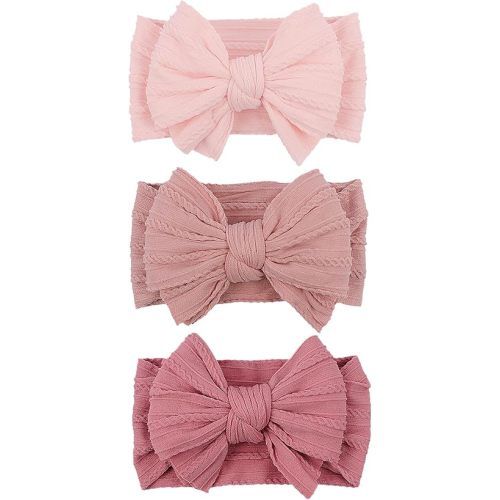 LemonSpace Handmade Nylon Baby Girl Headband Bows for Baby Kid Pink Mix3Pcs