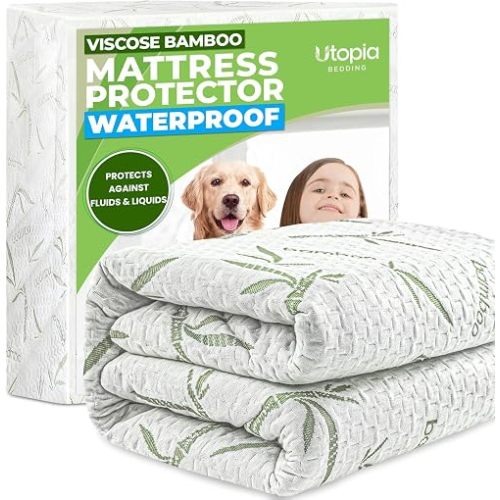Bamboo Viscose Waterproof Mattress Protector King Size, fits 17" deep