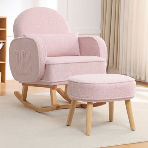 Isabelle & Max™ Upholstered Teddy Rocking Chair With Ottoman & Reviews | Wayfair