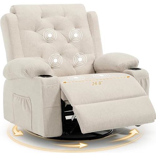 Extra Wide Swivel Rocker Recliner Oversized Nursery Rocking Glider Chair