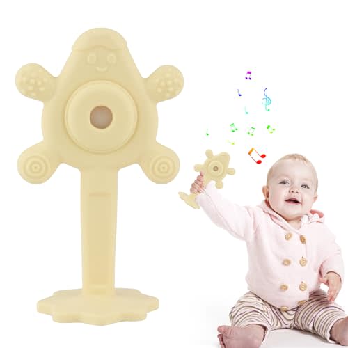 Chuya Baby Rattle Teether Yellow,Infant Chew Teething Toys Rattles for Babies 0-24 Months Newborn Sensory Exercise