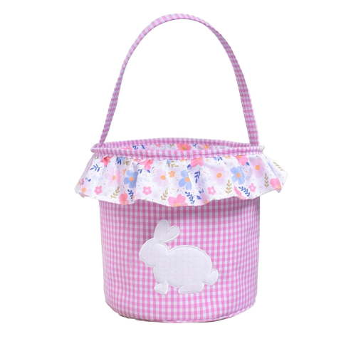 JAHH Black & White Checkered Easter Storage Bag - Collapsible Farmhouse-Style Candy Container for Spring Celebrations