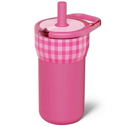 Brumate Pink Gingham Leap Kids Straw Tumbler, 12 oz.