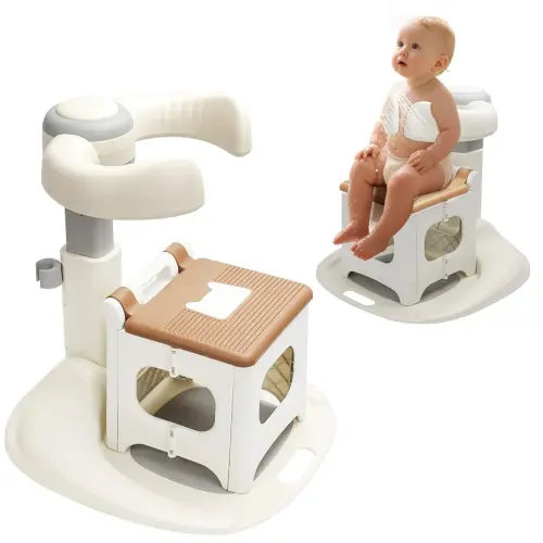 Baby Shower Stand with Seat - Foldable Toddler Shower Standing Support | Adjustable Height Soporte para Bañera de Bebé | Baby Bath Support Stand for 6-36 Months Toddler Standing Assistance