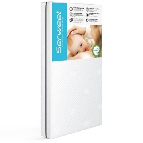 Serweet Baby 2-Stage Crib and Toddler Mattress with Cooling Gel Memory Foam, Washable Cover, Breathable Design, Skin Friendly