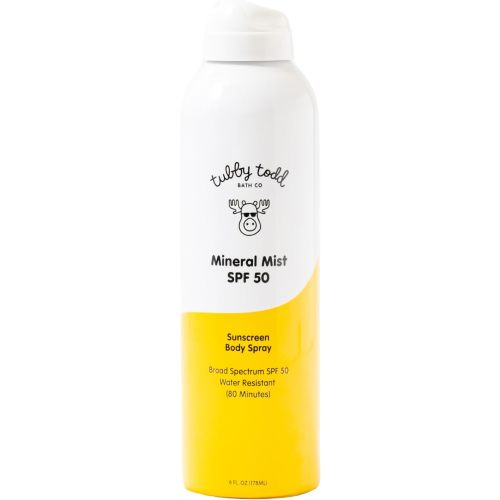 Tubby Todd Mineral Mist SPF 50 Sunscreen - Non-Aerosol Sunscreen Body Spray for Babies and Kids - Water Resistant 80 Minutes - 6 Fl Oz