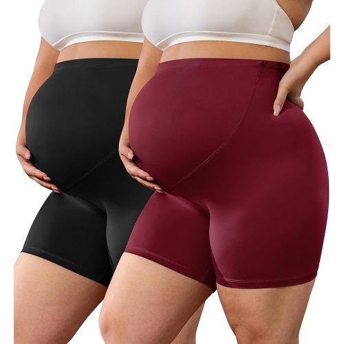 BONVIGOR Buttercloud Maternity Shorts Over The Belly - 5" Plus Size Pregnancy Biker Shorts Women Workout Yoga (L-5XL)
