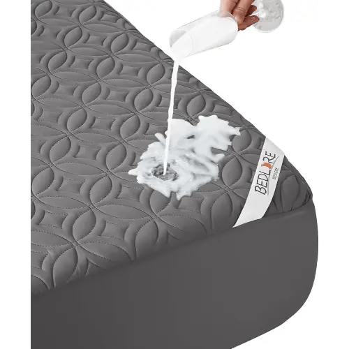 BEDLORE Waterproof Mattress Protector, King Size Mattress Pad with Deep Pocket 6"-18" Depth, Soft Noiseless Dirt-Proof Bed Mattress Cover Washable for Home, Bedroom, Hotel (Gray)