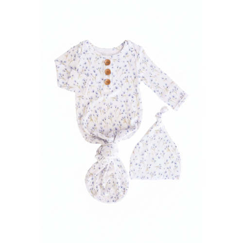 Blake's Blooms Bamboo Waffle Newborn Baby Knot Gown & Hat Set