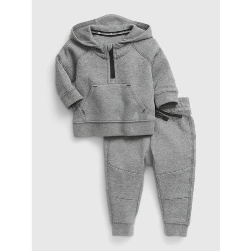 Baby Fit Tech Hoodie and Joggers Set in grey heather, size: 0-3 M