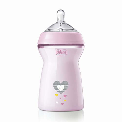 Chicco Natural Feeling 330ml Baby Milk Feeding Bottle 6m+ (Pink)