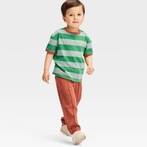 Toddler Boys' Short Sleeve Rugby Striped T-Shirt - Cat & Jack™ Green 18M