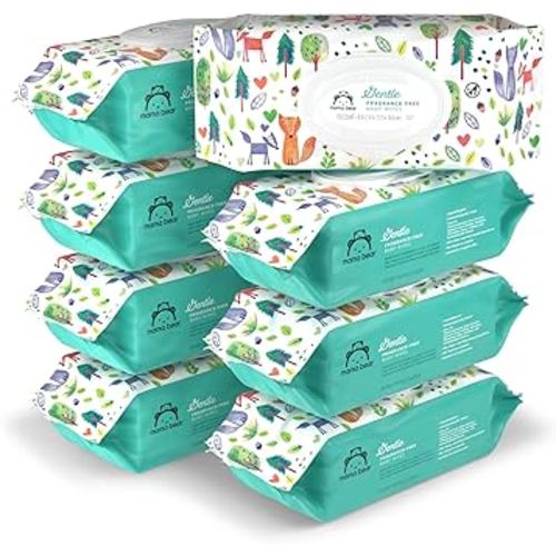 Amazon Brand - Mama Bear Gentle Fragrance Free Baby Wipes, Hypoallergenic, 800 Count (8 Packs of 100)