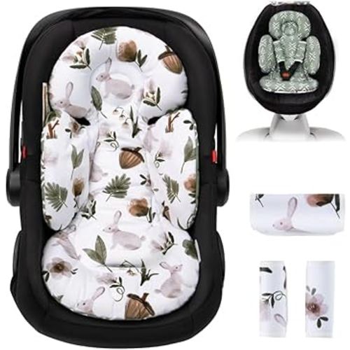 Newborn Car Seat Insert, Head and Body Support, Reversible Infant Insert Compatible with Baby Carseat, Stroller, Mamaroo Swing, Rocker, Bassinet, Bouncer. Baby Car Seat Cushion - Rabbit