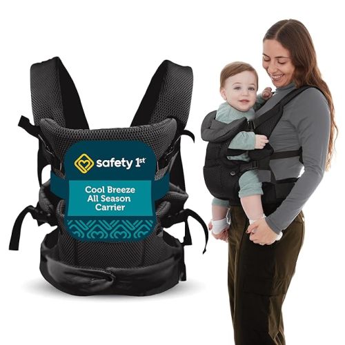 Safety 1st Baby Carrier Newborn to Toddler 7–32 lbs, 4-in-1 Convertible, All Season Design Breathable Mesh, Ergonomic M Seat, Facing-in, Facing-Out & Grey Carry, Adjustable Head Support