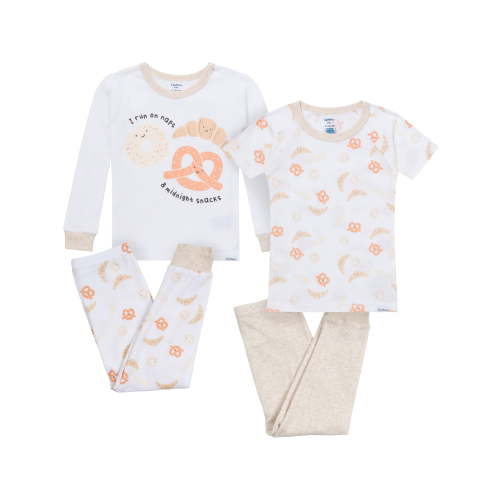 Gerber Toddler Neutral Tight Fitting Pajama Set, 4-Piece, Sizes 12 Months - 5T