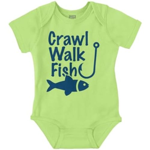 Brisco Brands Crawl Walk Fish Hunt Outdoor Lover Baby Romper Boys or Girls