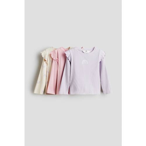 3-PACK RUFFLE-TRIMMED JERSEY TOPS