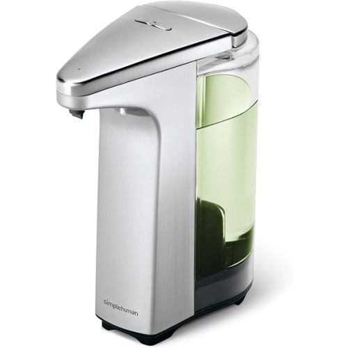 simplehuman 8 oz. Touch-Free Sensor Liquid Soap Pump Dispenser with Soap Sample, Brushed Nickel