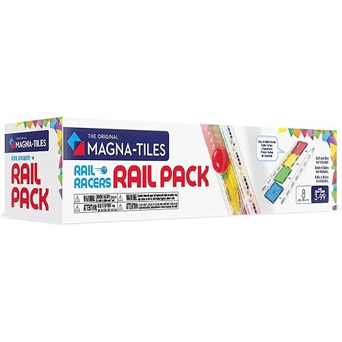Magna-Tiles Rail Racers Rail Pack Magnetic Construction Set, The Original Magnetic Building Brand