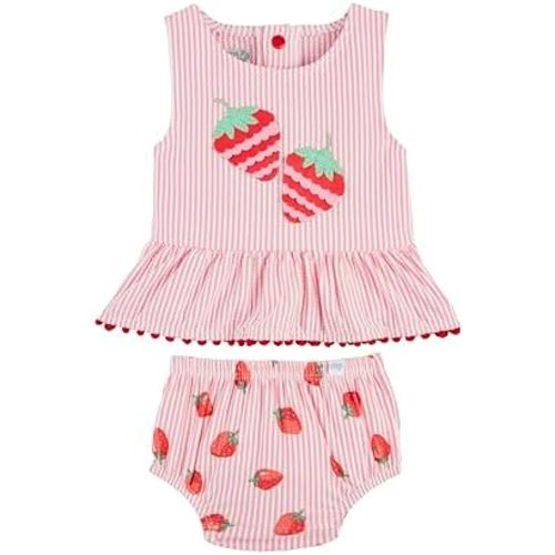 Mud Pie Baby Girls' Mud Pie Children's Strawberry Baby 2pc
