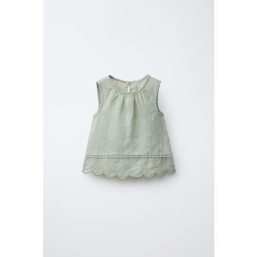 100% LINEN TOP - Greenish | ZARA United States