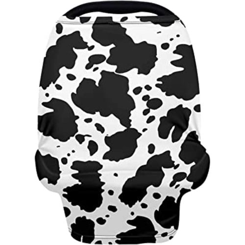 ZFRXIGN Cow Print Car Seat Cover for Baby Girls Boys Carrier Stretchy Carseat Cover Multiuse Nursing Covers Black and White,Shopping Cart/High Chair/Stroller Covers Animal Striped Western