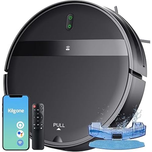 Kilgone Robot Vacuum and Mop Combo for Pet Hair & Homes - App/Voice Control, Tangle-Free Suction & Smart 3D Avoidance, Ultra-Slim & Quiet, Self-Charging for Hard Floors and Low-Pile Carpet