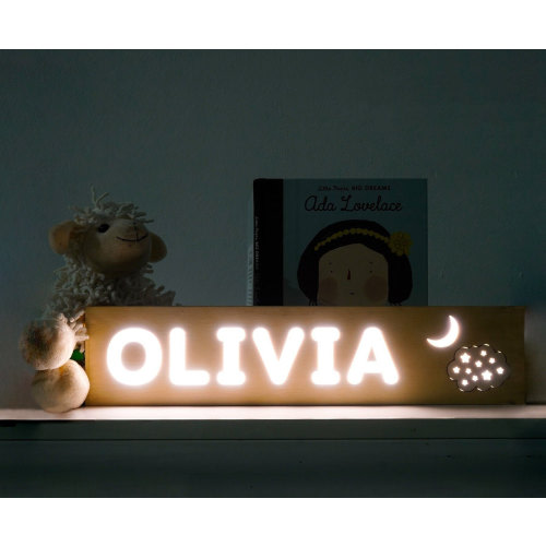 Night Light with Stars & Moon - Custom Baby/Toddler Night Lamp - Personalized Baby Gift - Nursery Light with Name - Baby Room Decor Ideas