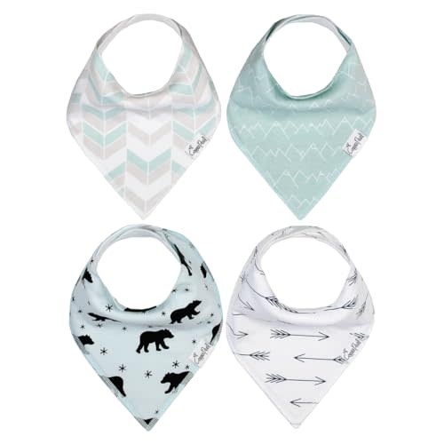 Copper Pearl 4 Pack Soft Cotton Baby Bibs for Drooling and Teething, Absorbent Drool Bibs for Baby Girl and Boy, Adjustable to Fit Newborns to Toddlers, Tons of Styles (Archer Set)