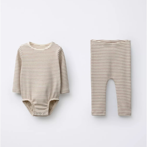 STRIPED BODYSUIT AND LEGGINGS SET - Brown | ZARA United States