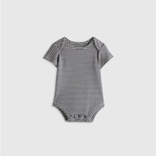 Softest Rib Short Sleeve Bodysuit  in Navy Stripe