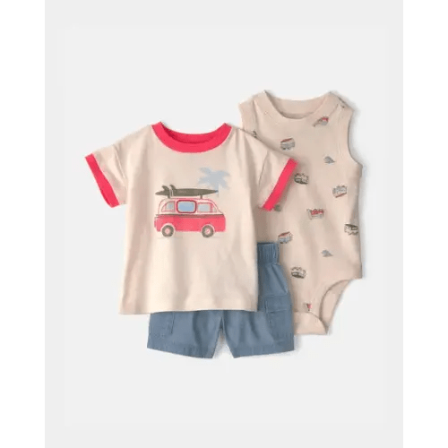 Baby Boy 3-Piece Beach Surf Top, Bodysuit & Short Set | Carter's