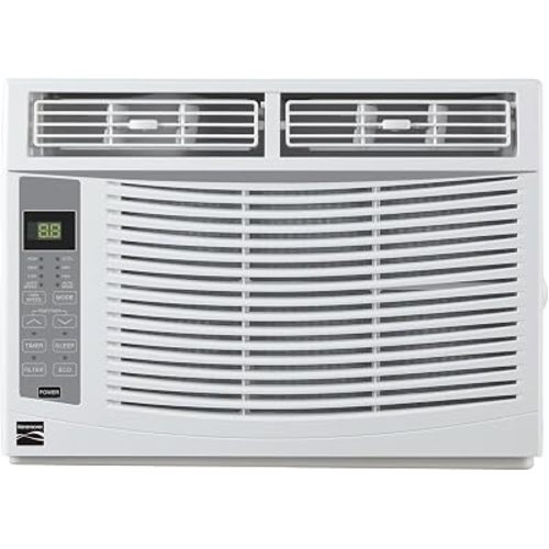 Kenmore KM6K-R 6,000 BTU Window Air Conditioner for Small to Medium Rooms up to 250 Sq. Ft. – Quiet Cooling, Remote Control, Easy Install, Energy Efficient, Digital Display, Washable Filter