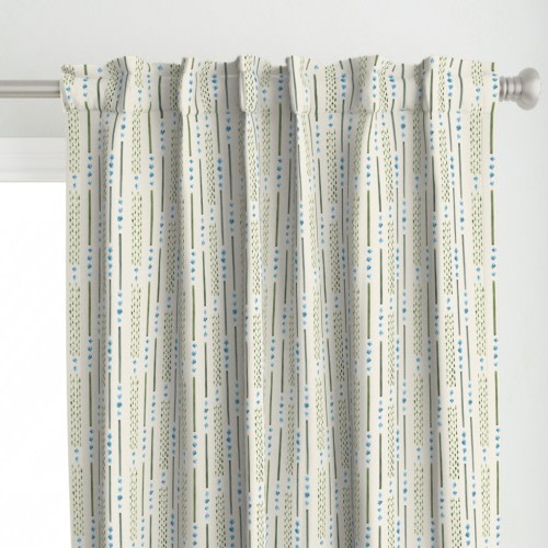 Curtain in S Watercolour leaves and petals stripes cream 6 inch