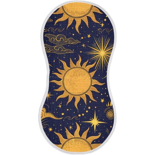 Kigai Celestial Shapes Baby Burp Cloths, Large Soft Absorbent Muslin Burp Cloths Set of 1, Cotton Baby Towels for Newborn Boys and Girls 22x11 Inch