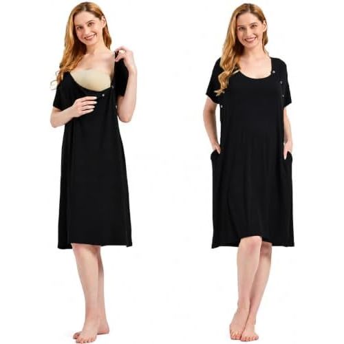 Mama & Wish Labor and Delivery Gown 3 in 1 Labor, Delivery and Nursing Gown for Hospital Made with Ultra-Soft Fabric