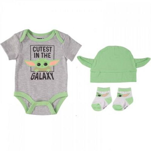 Kids Star Wars The Mandalorian Grogu 3-Piece Bodysuit Set - 0-6 Months