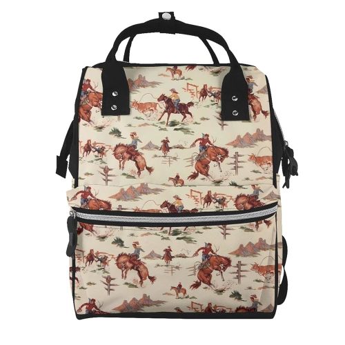 Western Cowboy Diaper Bag Backpack Large Capacity Multifunction with Insulated Pockets Waterproof Baby Diaper Bags Baby Travel Essentials for Moms,Dads,Newborns