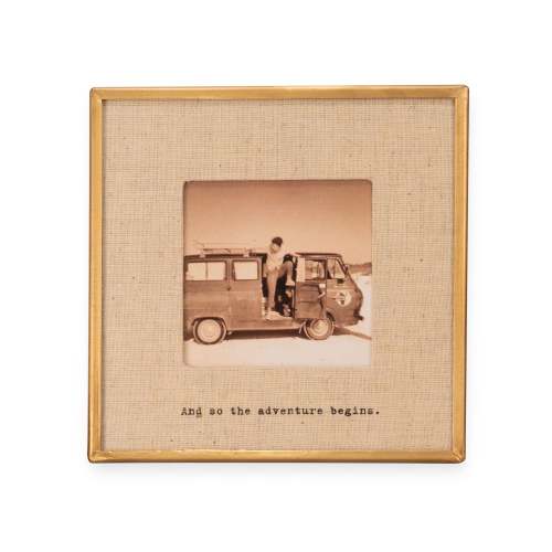 "And So The Adventure" Brass Linen Frame 3.5"x3.5" – Sugarboo & Co