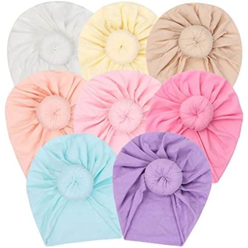Baby Hats Newborn Baby Girls Turban Hospital Hat Infant Toddler Kid Hat Big Hair Bow Top Knot Head Wrap