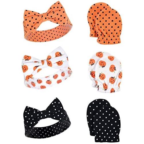 Hudson Baby Baby Girls' Cotton Headband and Scratch Mitten Set